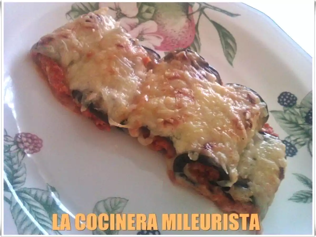 Canelones de Berenjena rellenos de Carne picada
