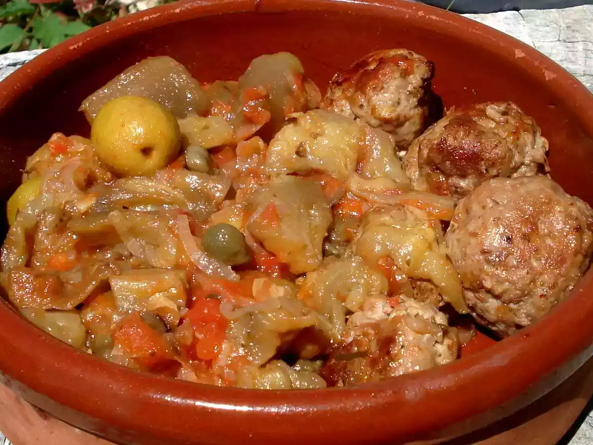Caponata con Albóndigas de cordero (Jamie Oliver)