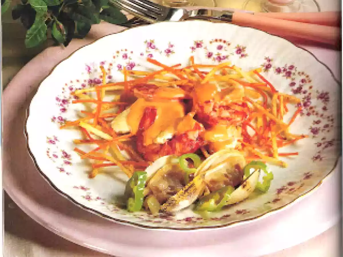 Carabineros y Kokotxas con salsa de Boniato