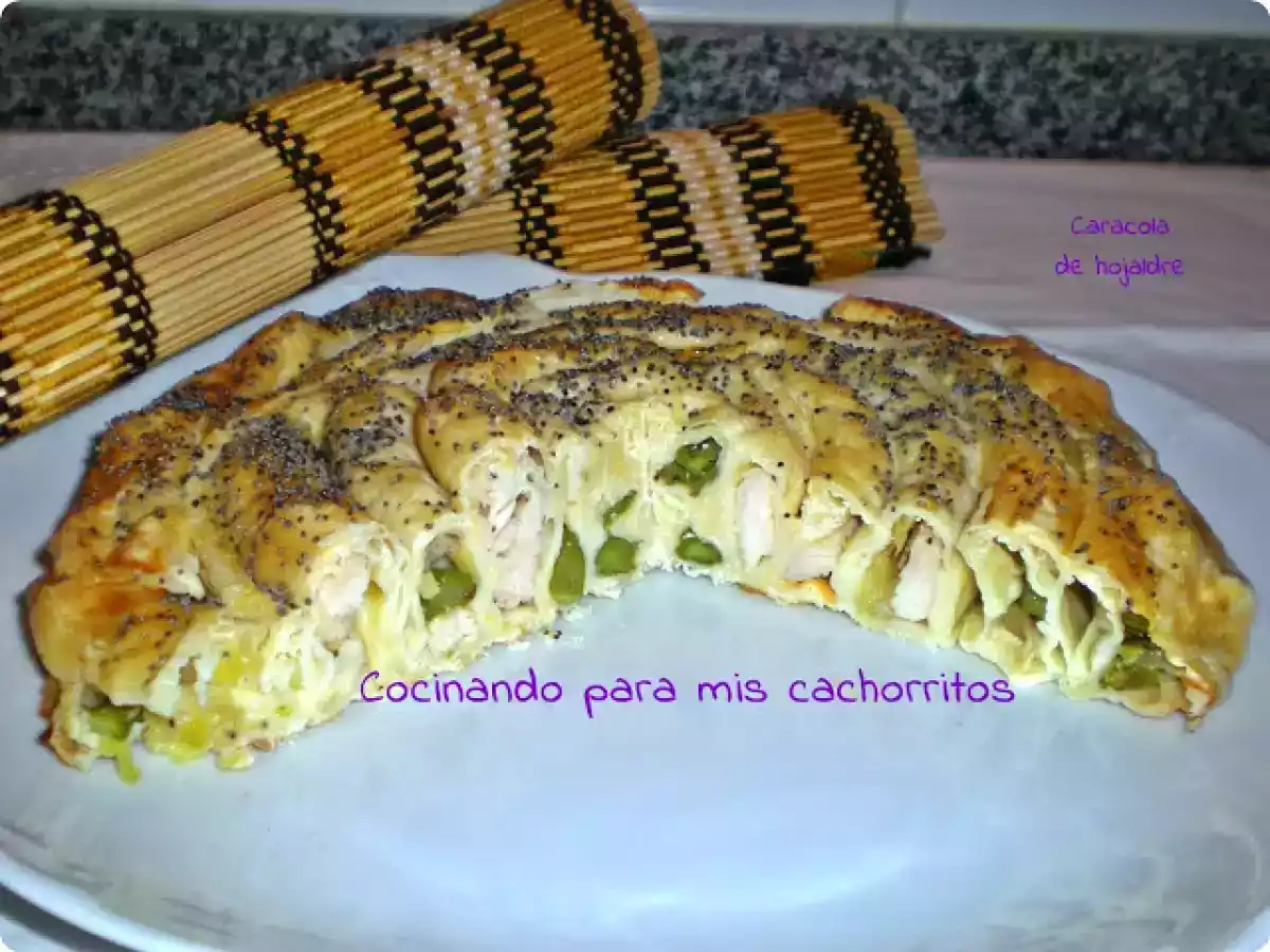 Caracola de hojaldre rellena de verduritas y pollo
