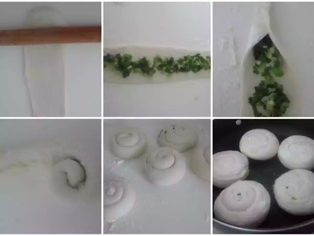 Caracolas de cebolleta, pan de cebolleta chino - foto 4