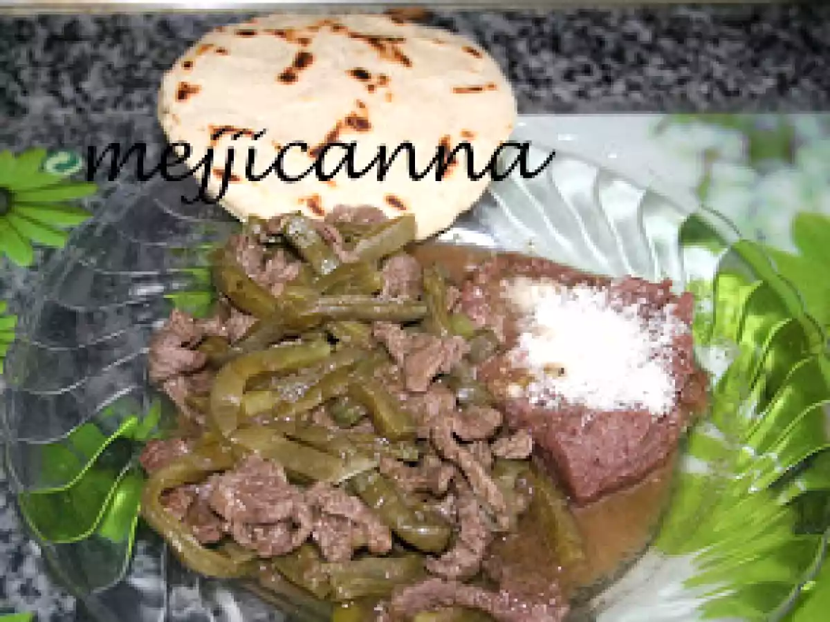 Carne con nopales y chile verde