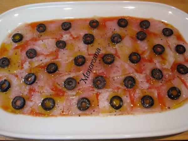 Carpaccio de bacalao ahumado