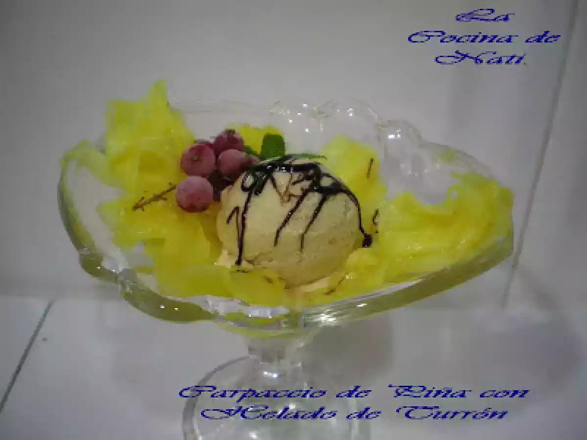 CARPACCIO DE PIÑA CON HELADO DE TURRON. - foto 4
