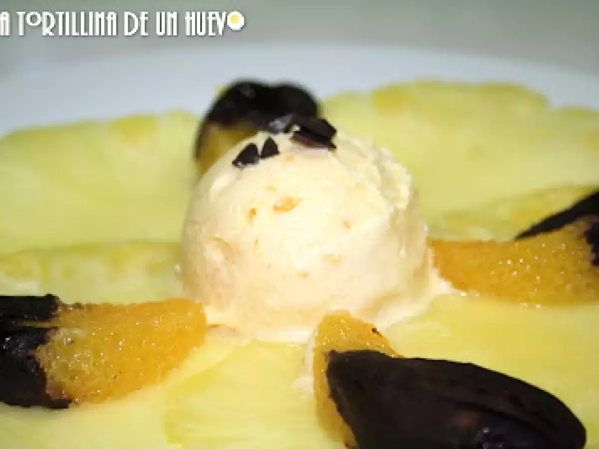 Carpaccio de piña con naranja y sorbete de mandarina - foto 2