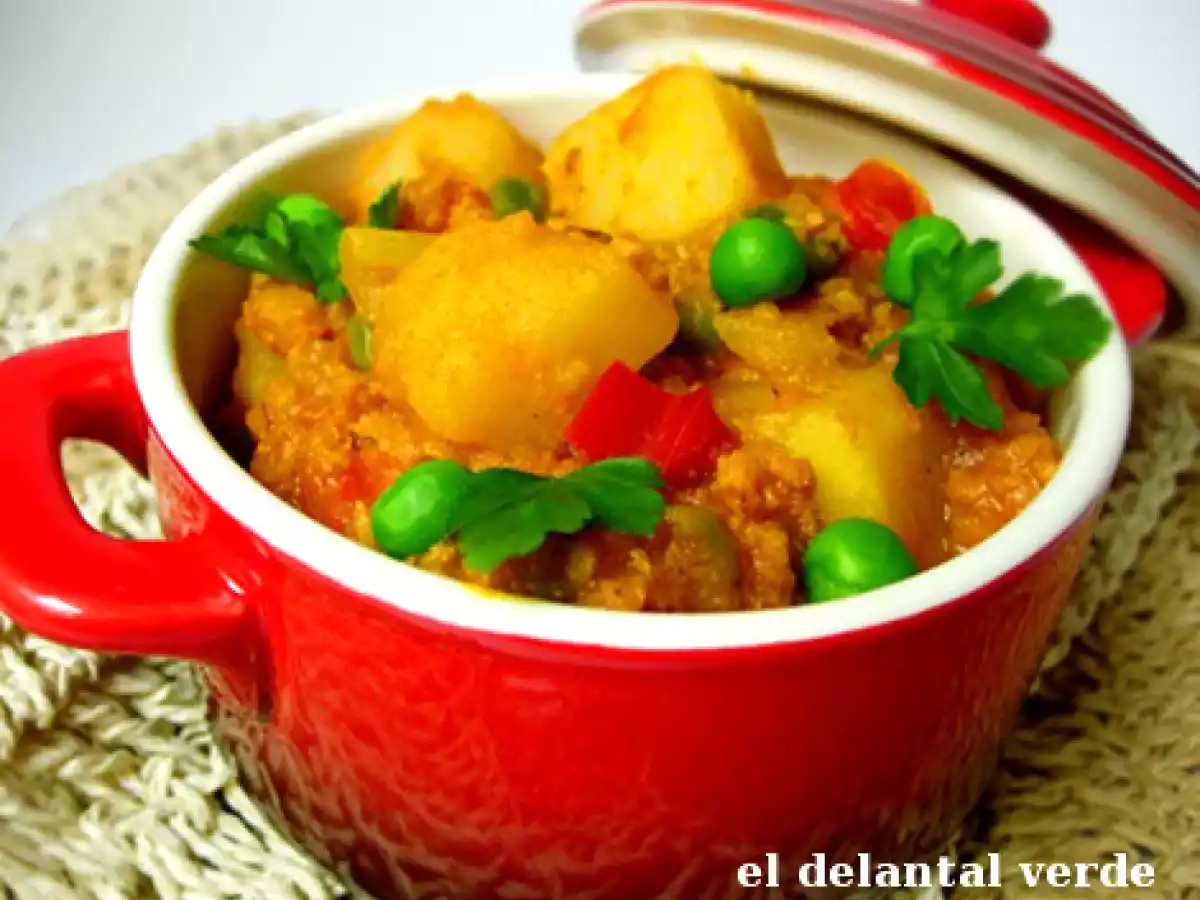 Cazuelita de soja con guisantes y especias