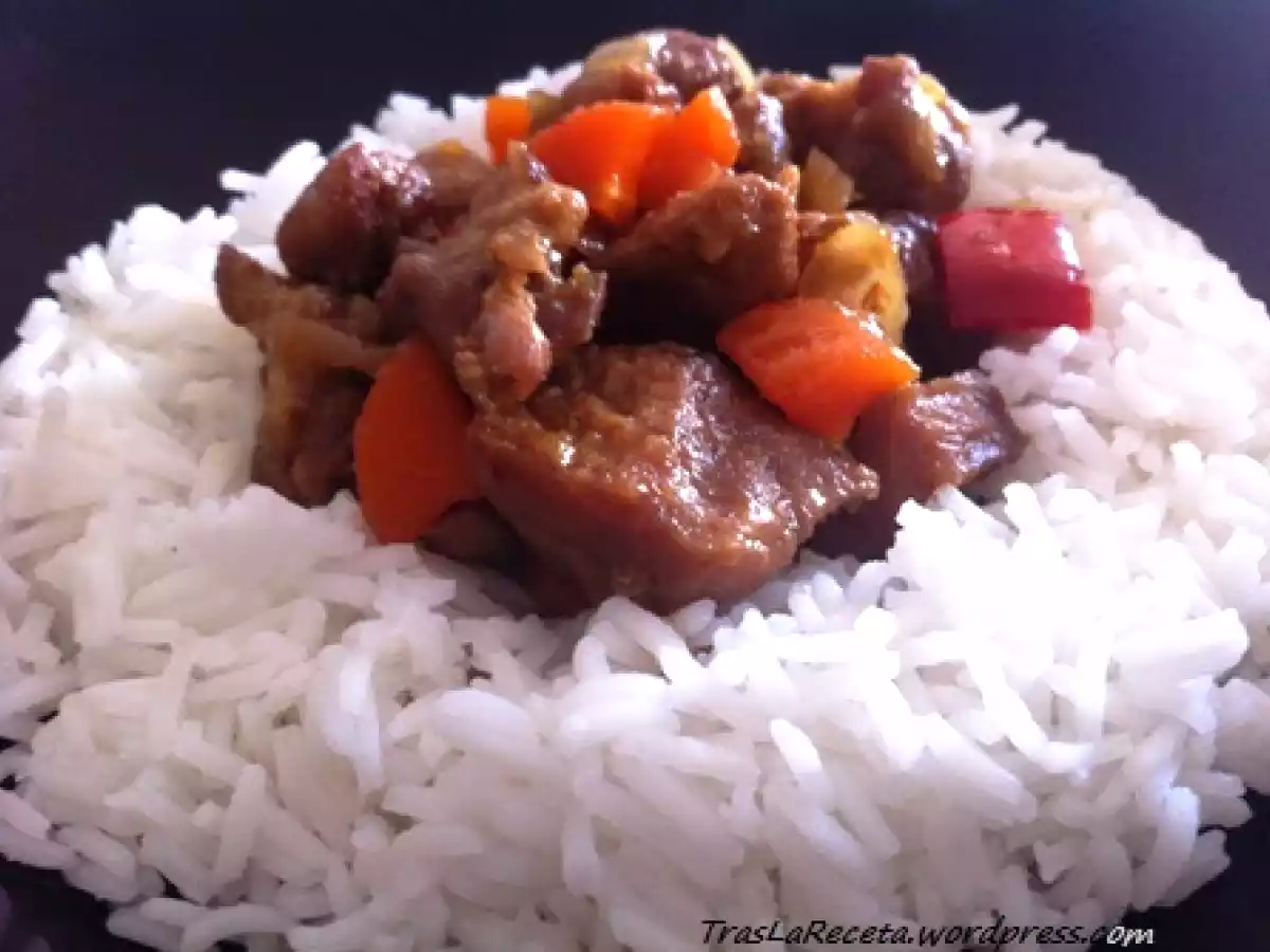 Cerdo agridulce con arroz basmati