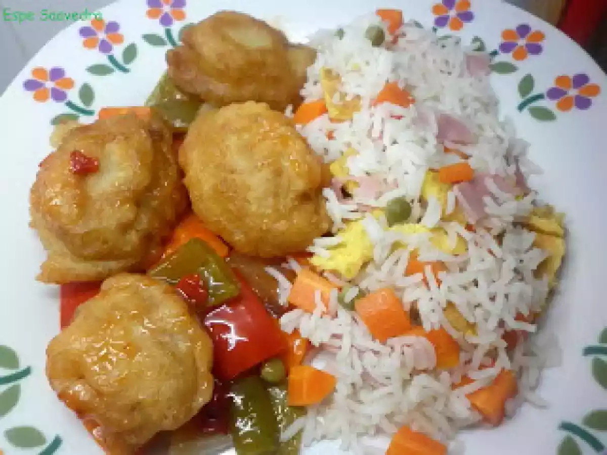 Cerdo en tempura, agridulce