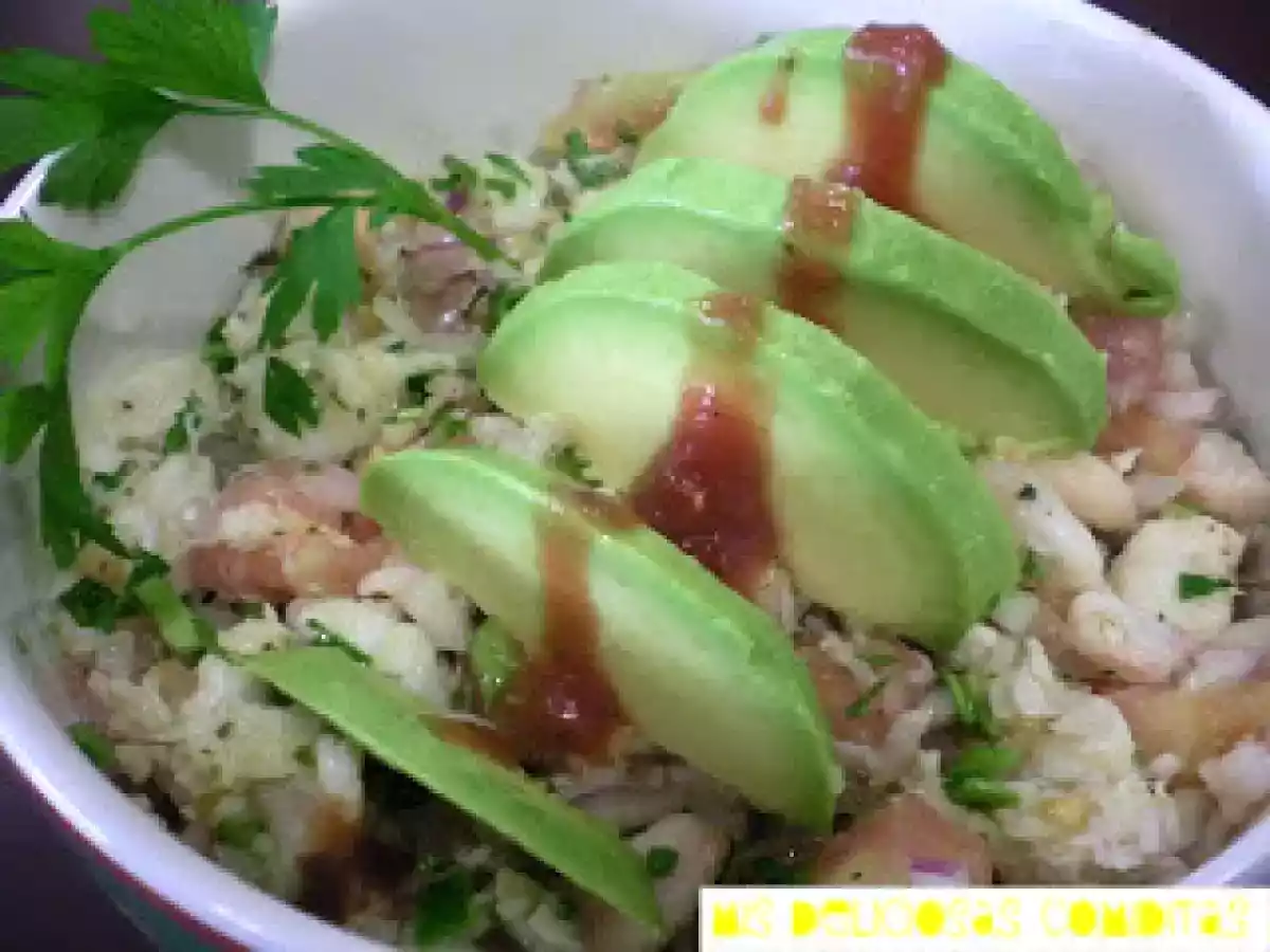 Ceviche de merluza y gambas