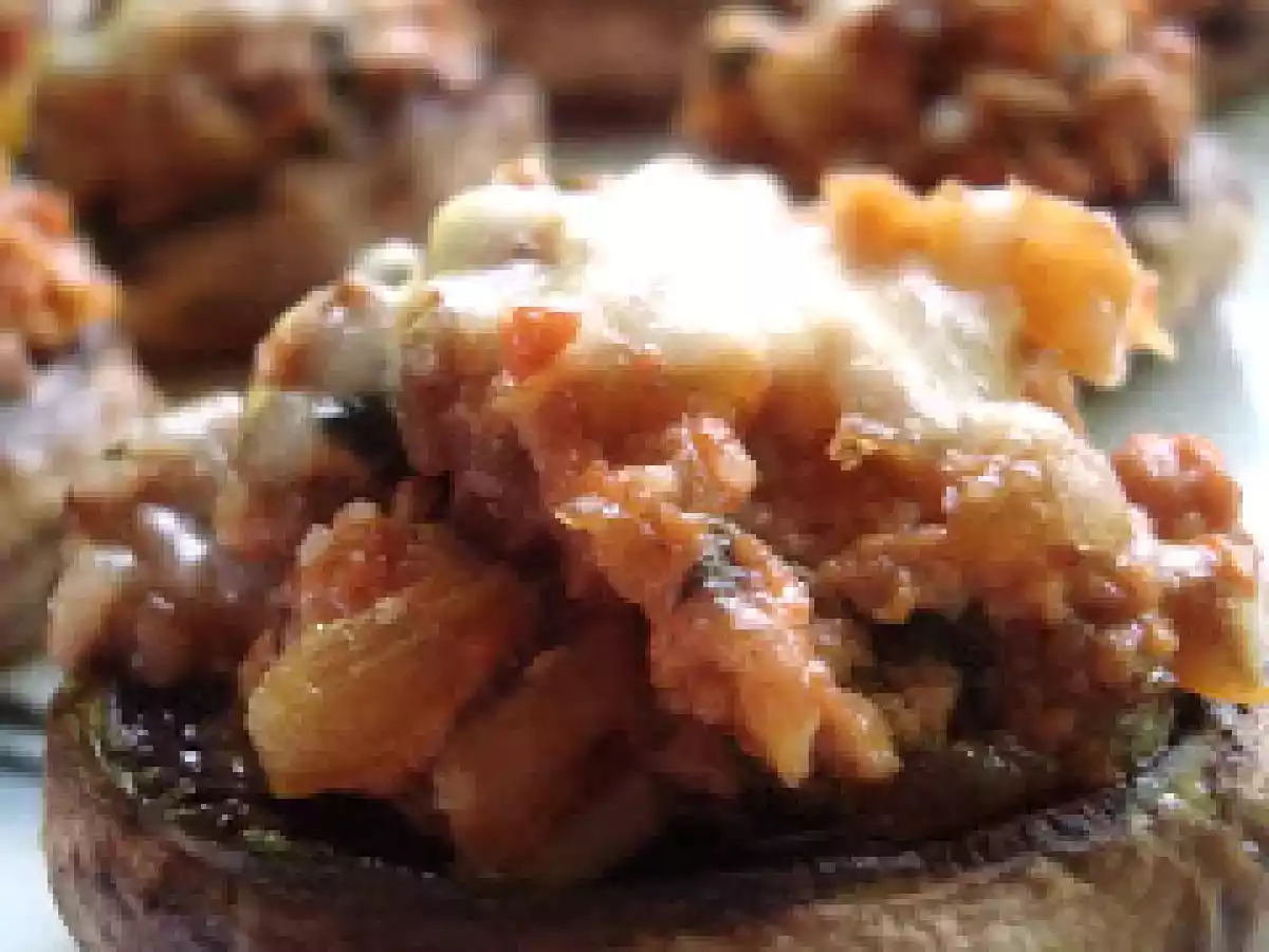 Champiñones rellenos de pate de pato