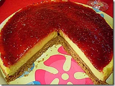 Cheesecake con mermelada de frambuesa, foto 2