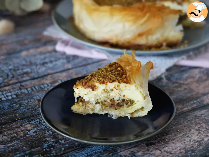 Cheesecake de pistacho con base crujiente de masa filo, foto 2