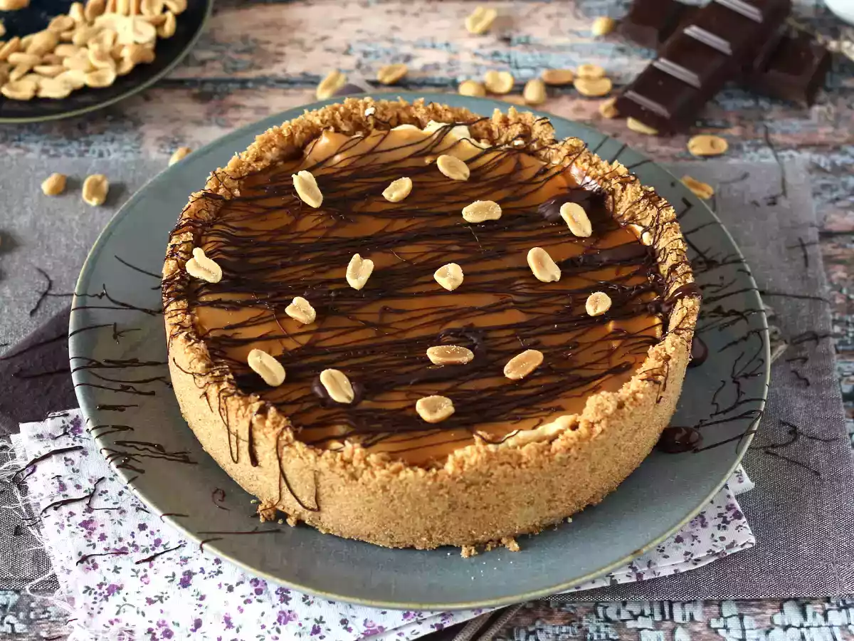 Cheesecake de Snickers - Tarta de queso con caramelo de mantequilla salada - foto 5