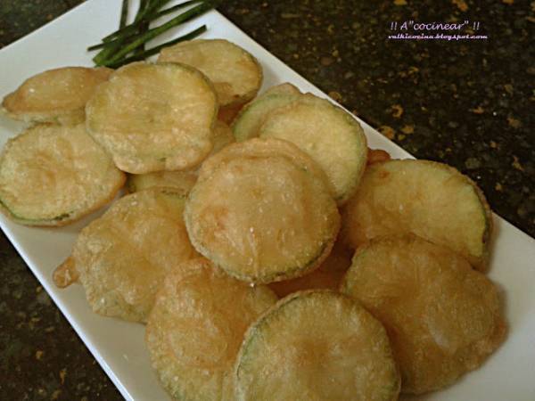 Chips de calabacín en tempura