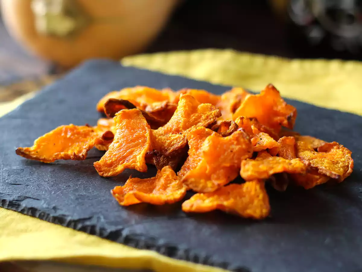 Chips de calabaza en freidora de aire