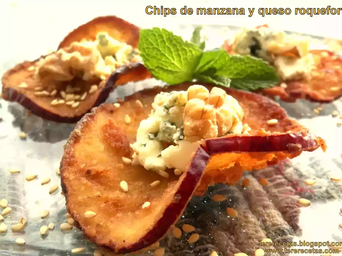Chips de manzana y queso roquefort - foto 2