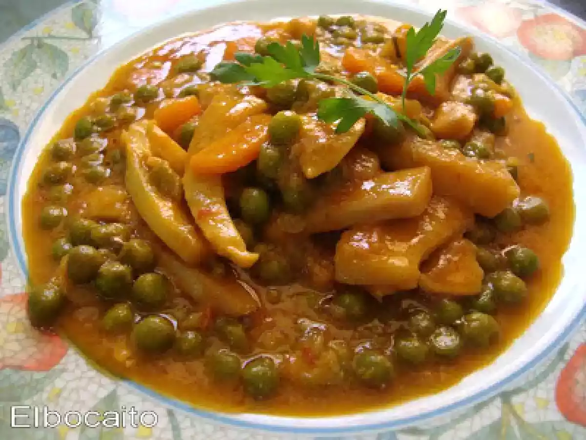 Chocos en amarillo con guisantes (Emilio Almagro)