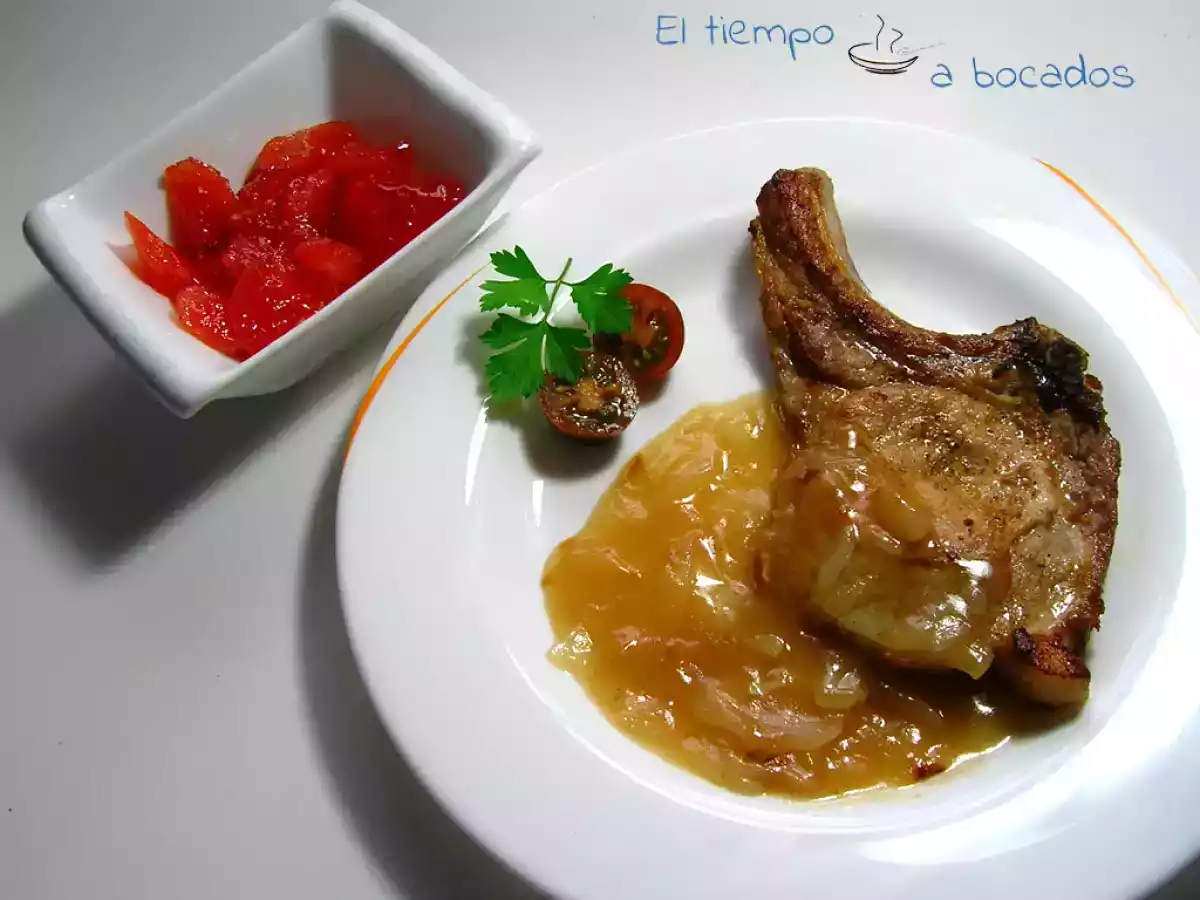 Chuleta de cerdo con membrillo