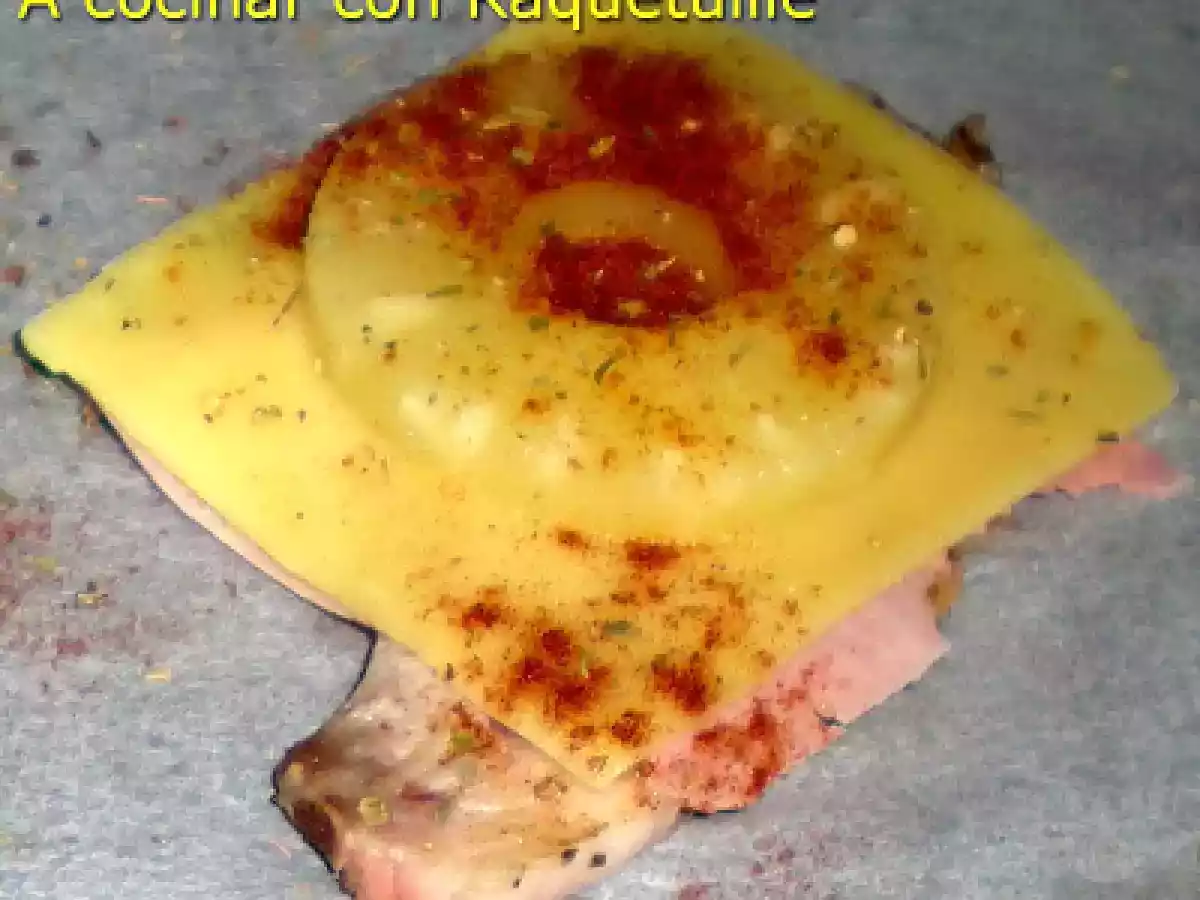 Chuletas de cerdo asadas con piña