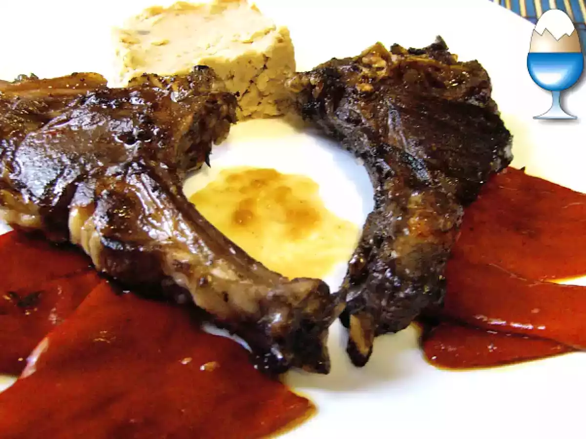 Chuletas de cordero con puré de castañas