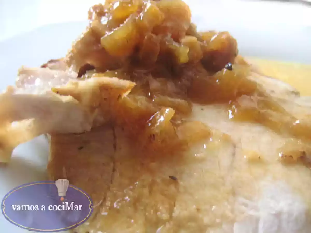 Cinta de lomo en salsa de cebolla