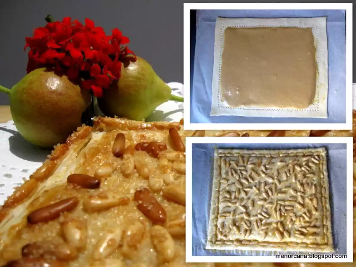 Coca con crema de almendras y piñones - foto 2