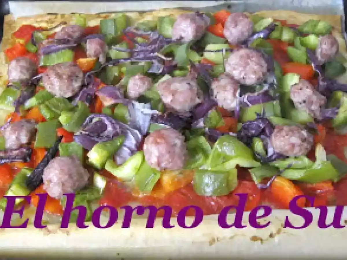 Coca de recapte (trempó con butifarras)