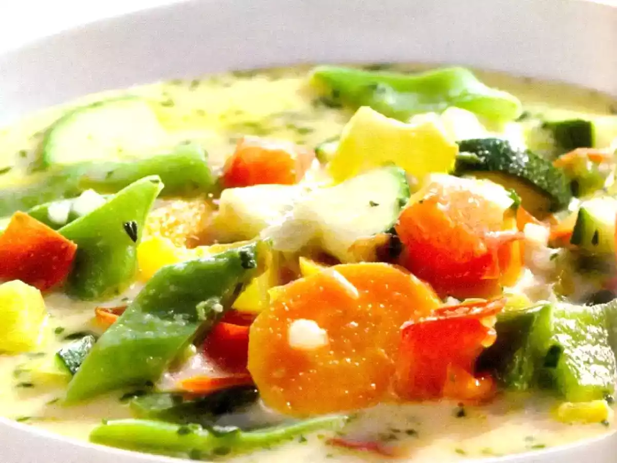 Cocido de verduras con crema de queso Idiazabal