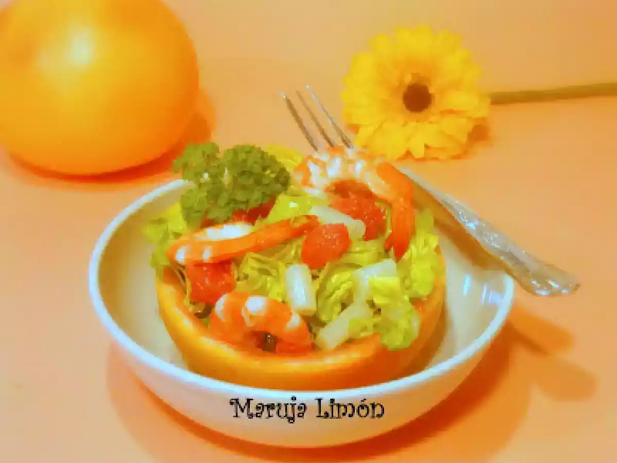 Coctel de langostinos con pomelo