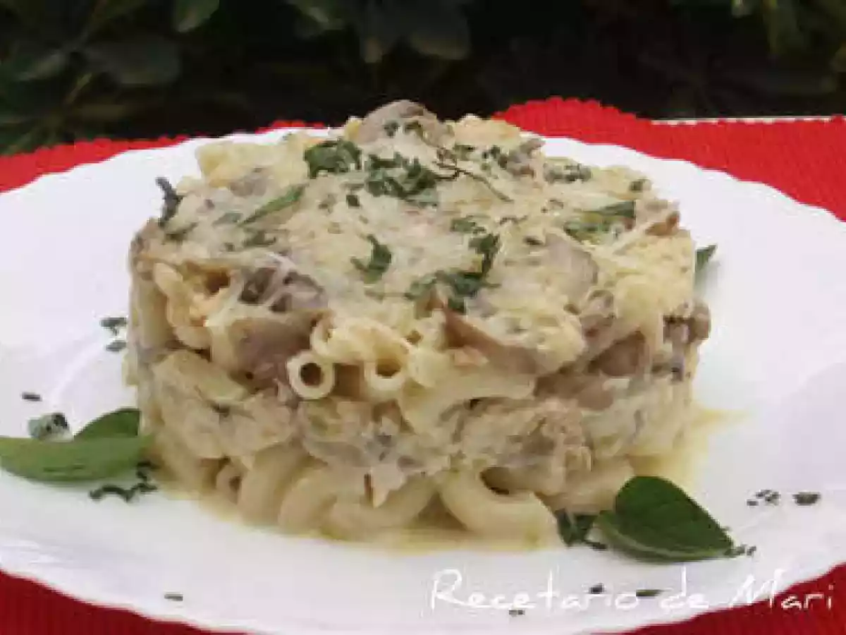 Codillos con crema de champiñones