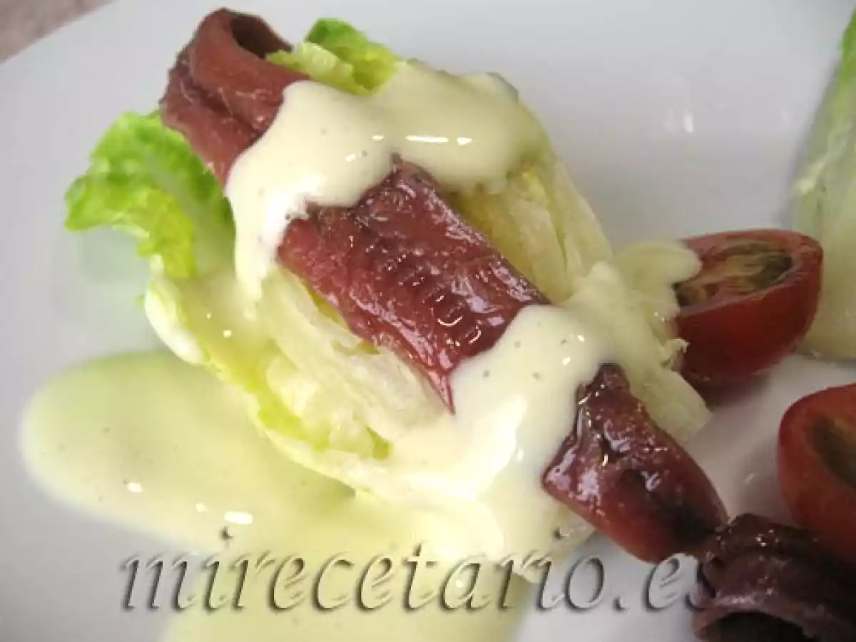 Cogollos de lechuga con salsa de anchoas del Cantábrico - foto 3