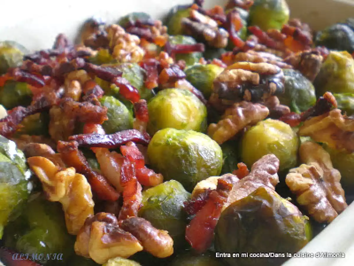Coles de bruselas con nueces / Choux de Bruxelles aux noix