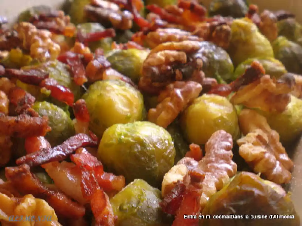 Coles de bruselas con nueces / Choux de Bruxelles aux noix - foto 2