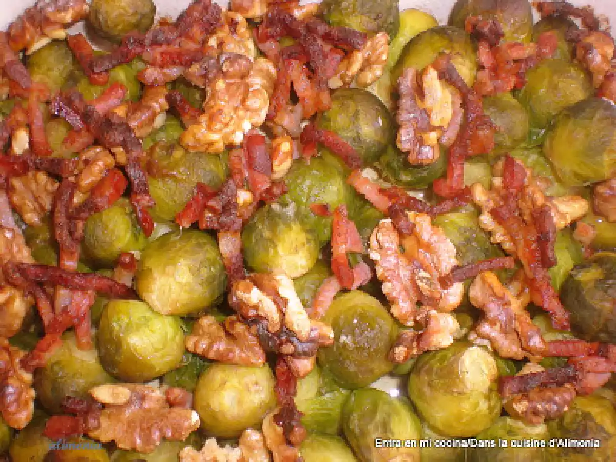 Coles de bruselas con nueces / Choux de Bruxelles aux noix - foto 3