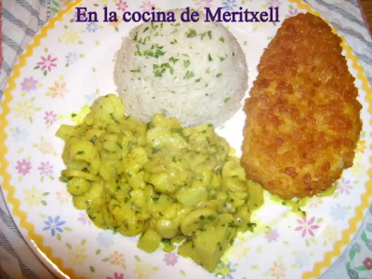 Coliflor con leche de coco y curry