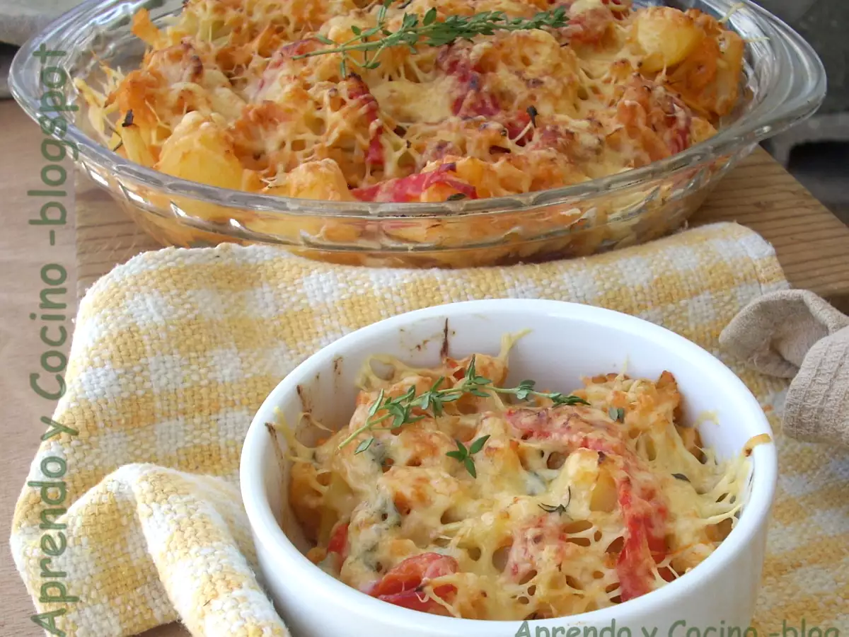 Coliflor en salsa de pimientos, al gratín - foto 2