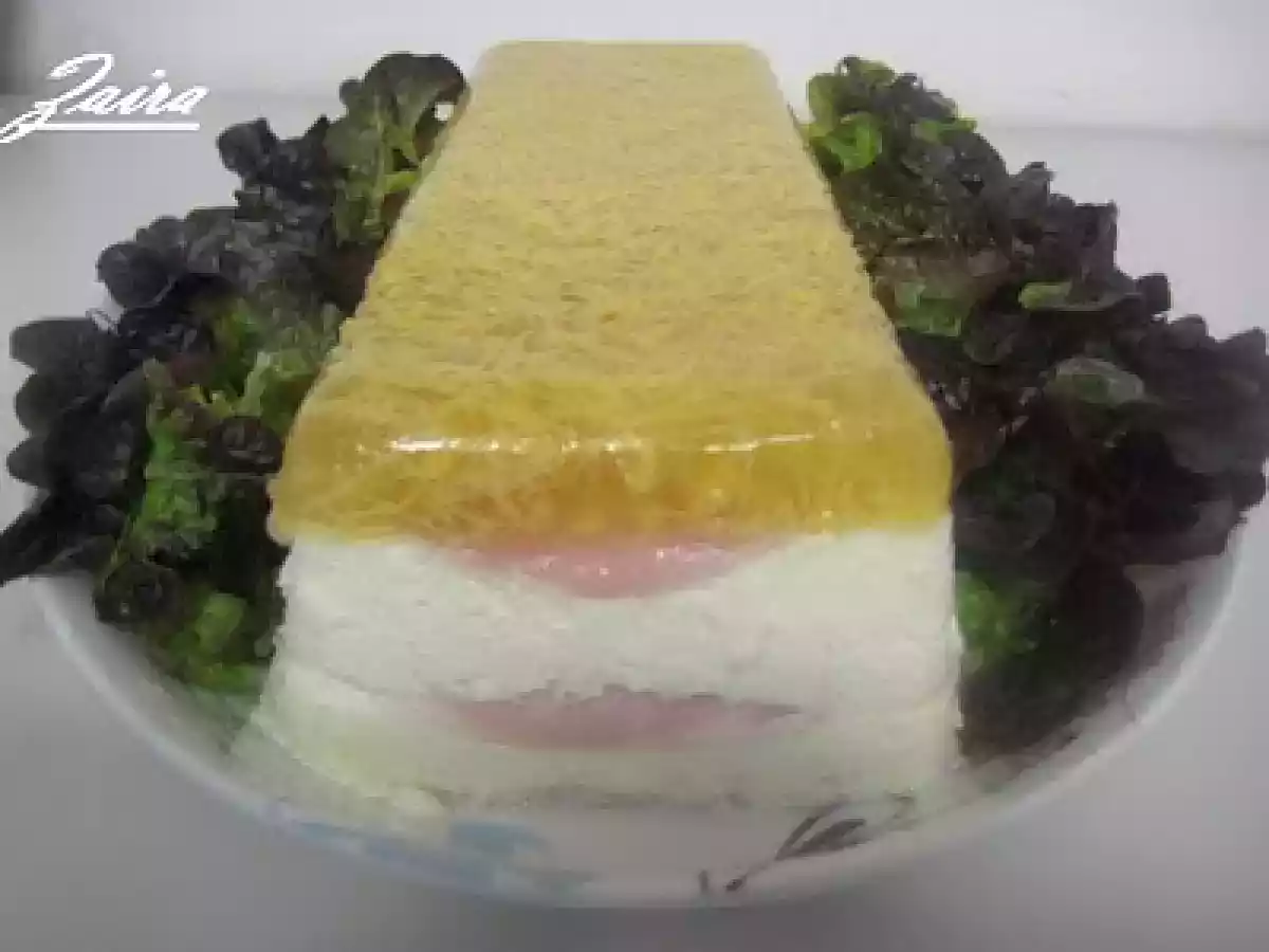 Concurso recetas de Navidad: Terrina de mousse de queso, jamón y gelatina de huevo hilado - foto 2