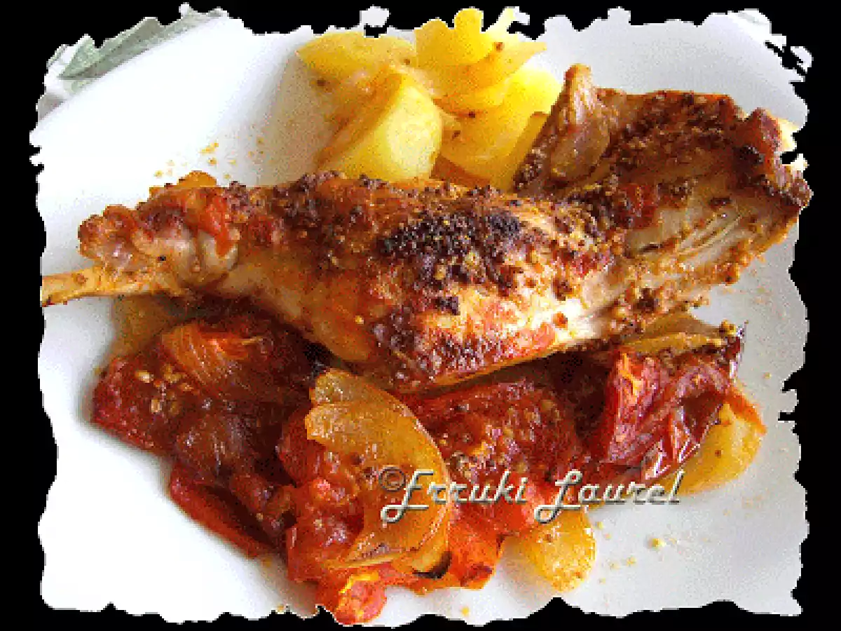 Conejo al horno a la mostaza y cerveza