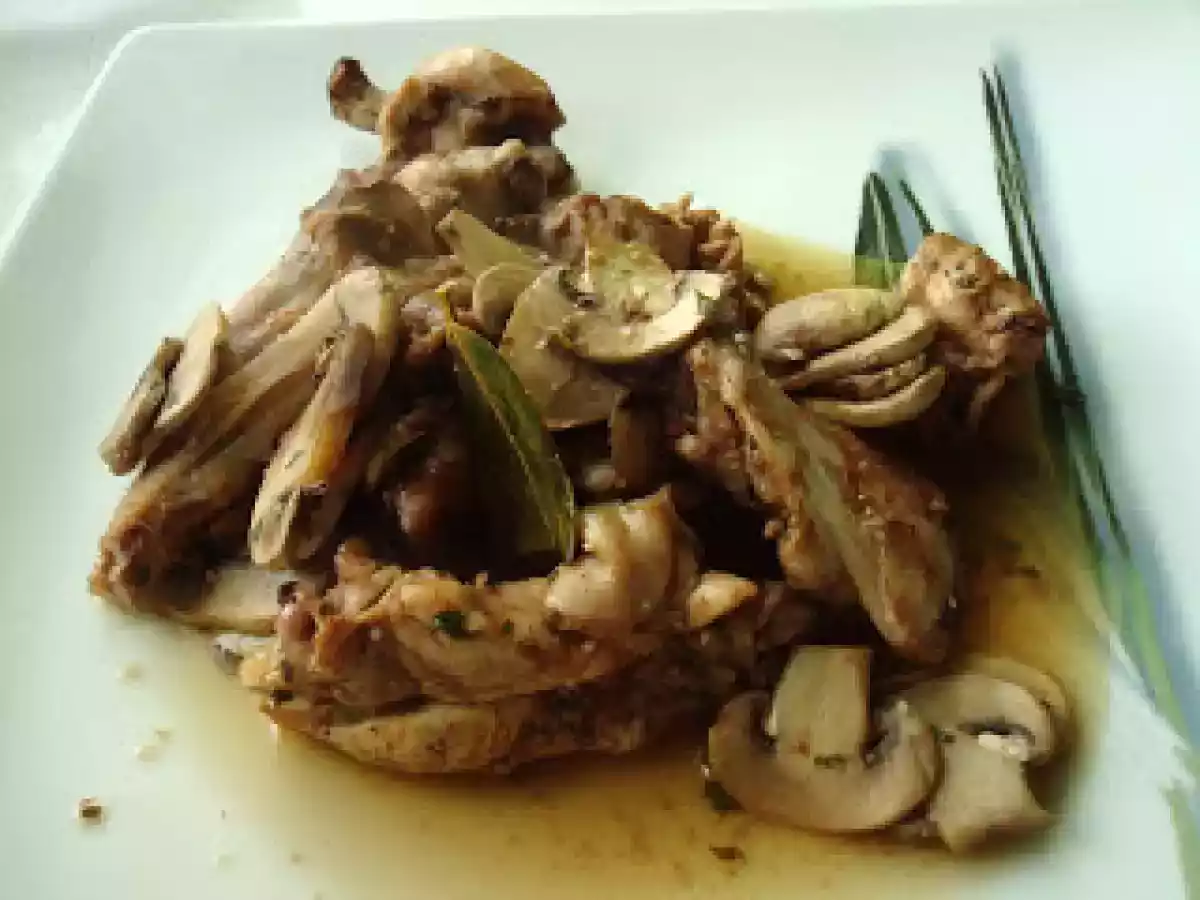 Conejo al horno con champiñones express!!