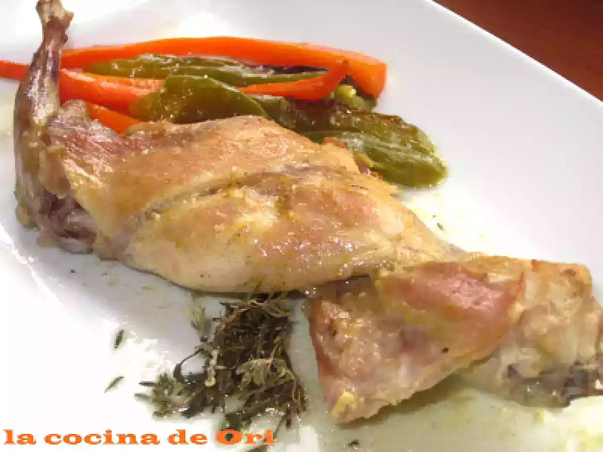 Conejo asado a la mostaza