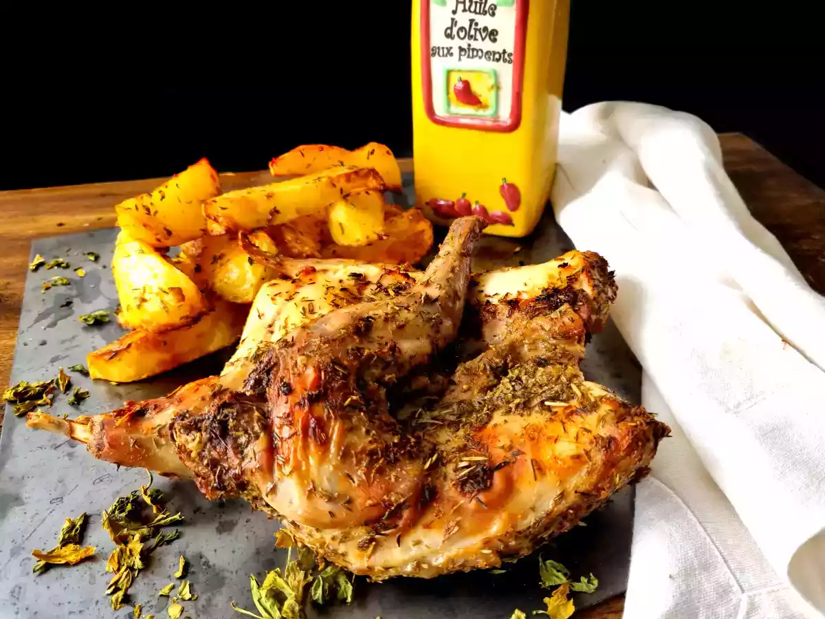 Conejo asado en freidora de aire