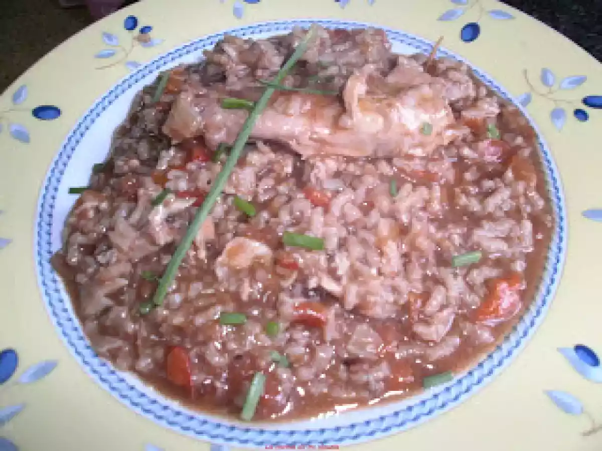 Conejo con arroz y chocolate.