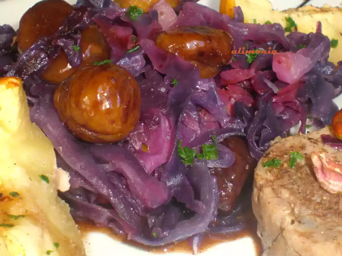 Confit de lombarda y castañas-solomillo a la manzana - foto 4