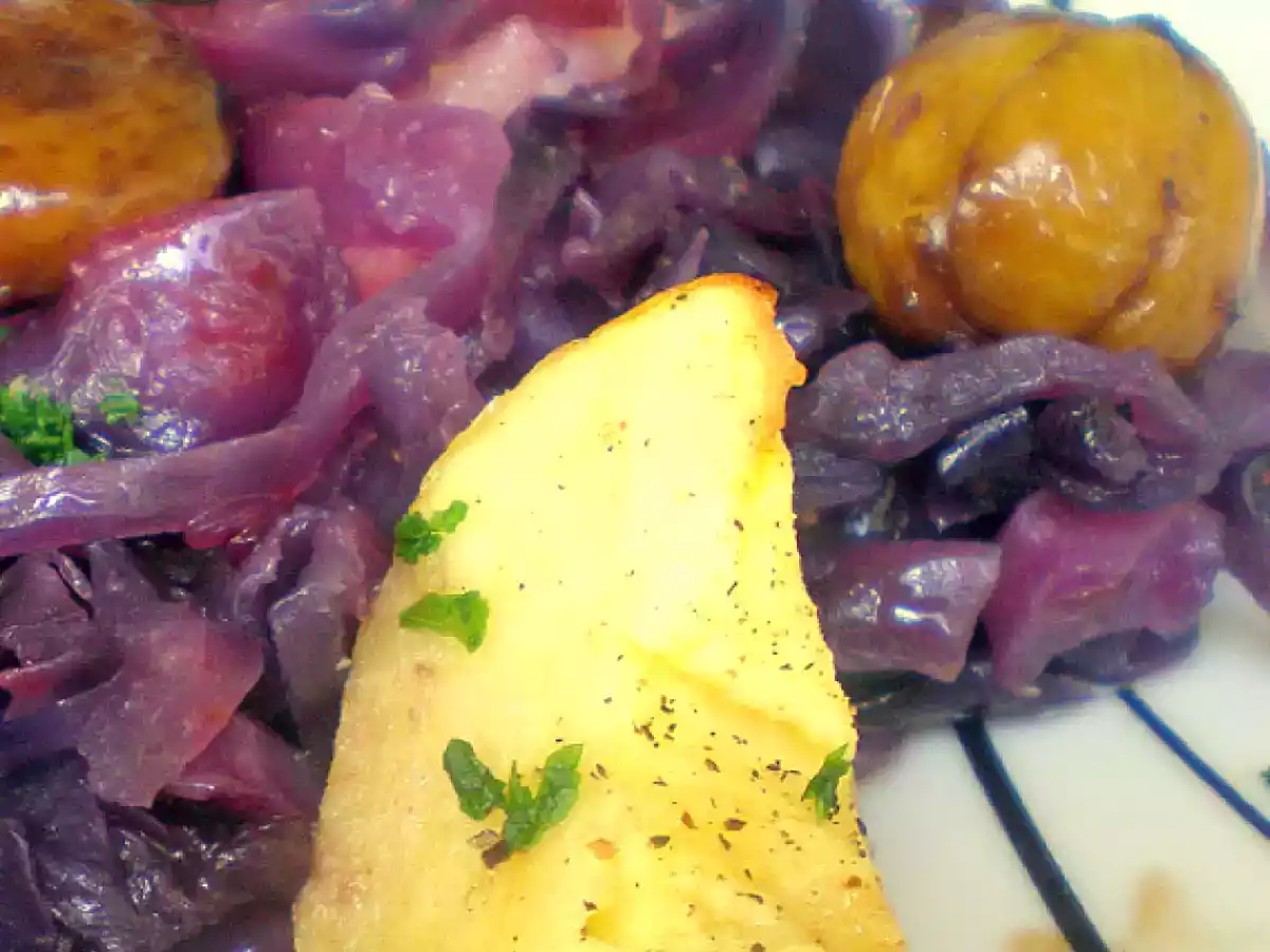 Confit de lombarda y castañas-solomillo a la manzana - foto 6