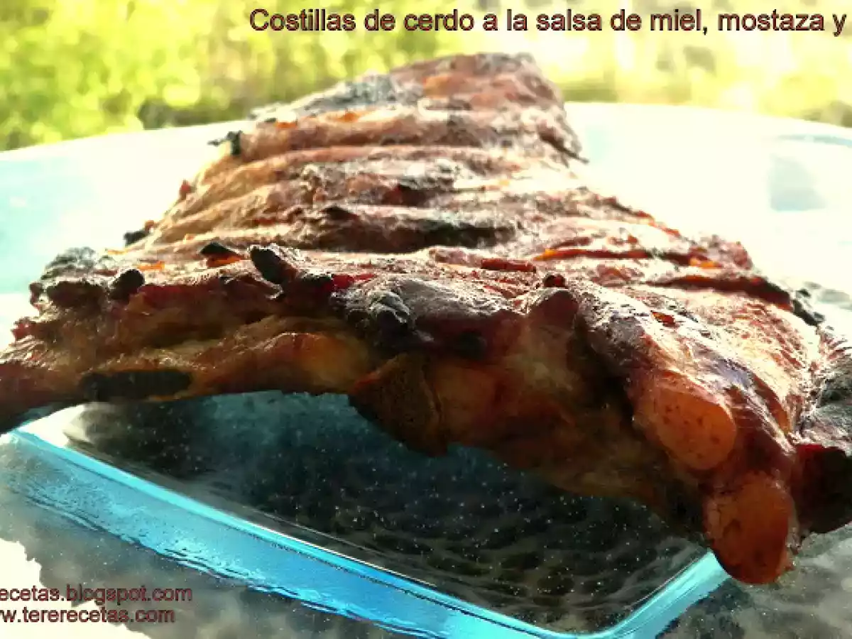 Costillas de cerdo con salsa de miel, mostaza y soja. - foto 2