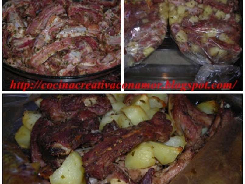 Costillas de cerdo y papas al horno cocinadas en bolsa, foto 3