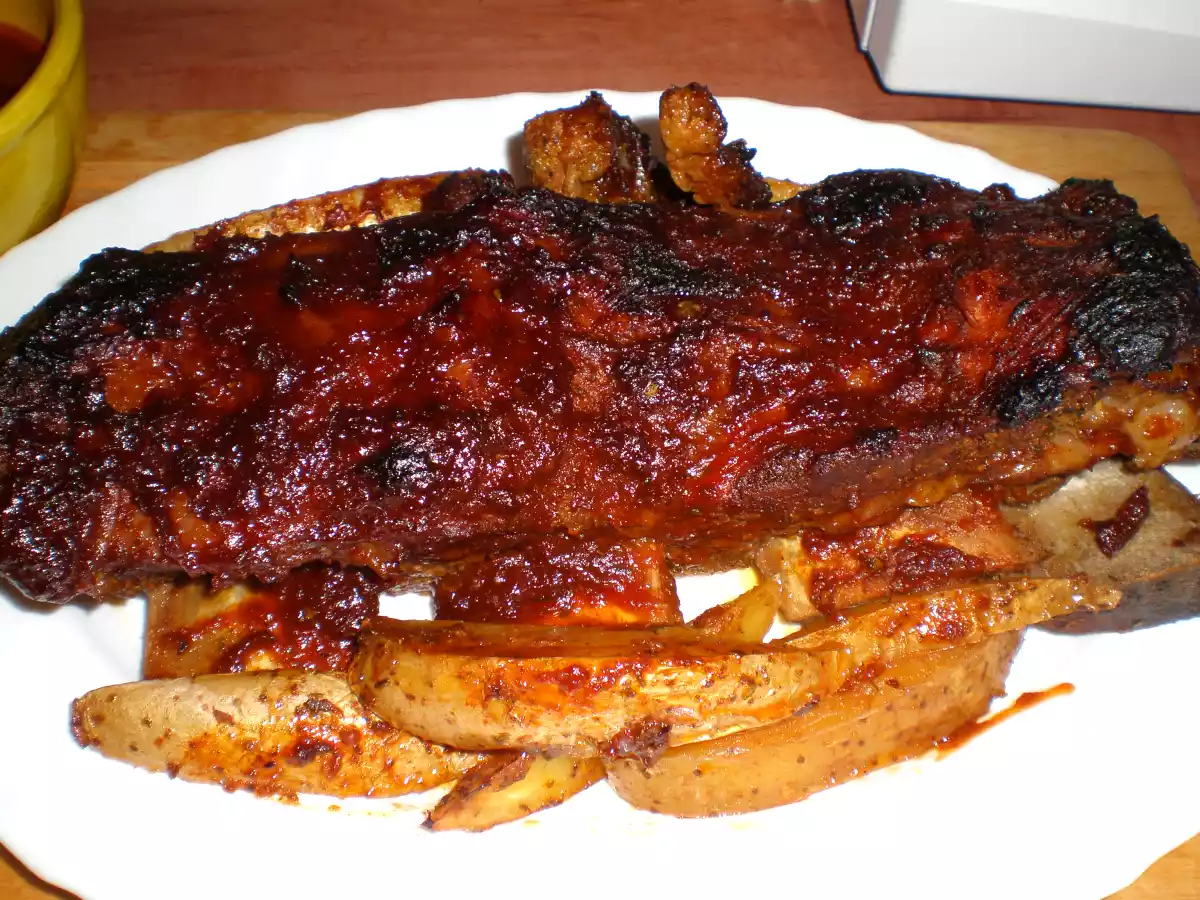 COSTILLAS DE TERNERA A LA BARBACOA EN BOLSA DE AHUMAR - foto 2