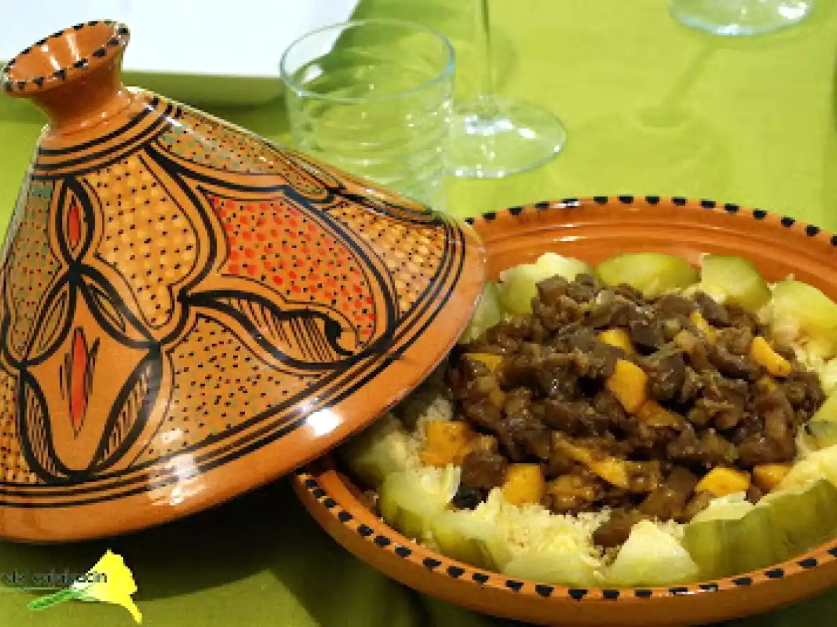 Cous cous de berenjenas caramelizadas con miel de caña