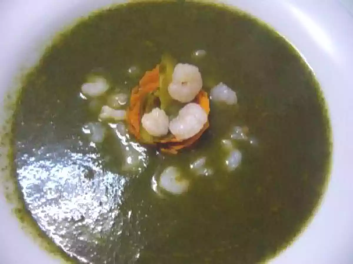 Crema de acelgas con gambas