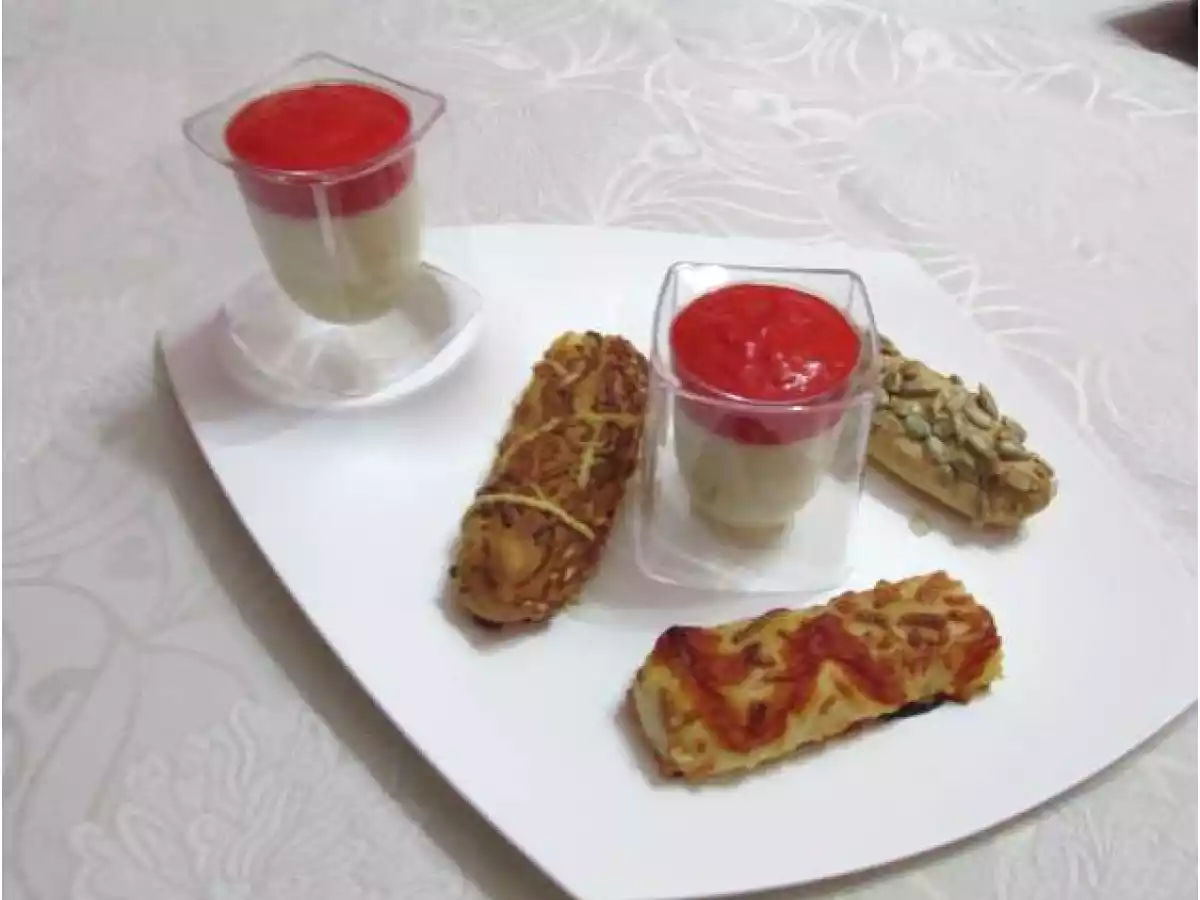 CREMA DE BACALAO CON CREMA DE PIMIENTOS